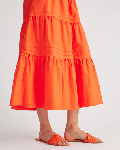 100% Organic Cotton Poplin Tiered Maxi Skirt - XS / Black