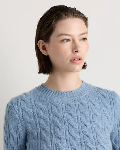 Mongolian Cashmere Shrunken Cable Crewneck Sweater - XS / Varsity Red