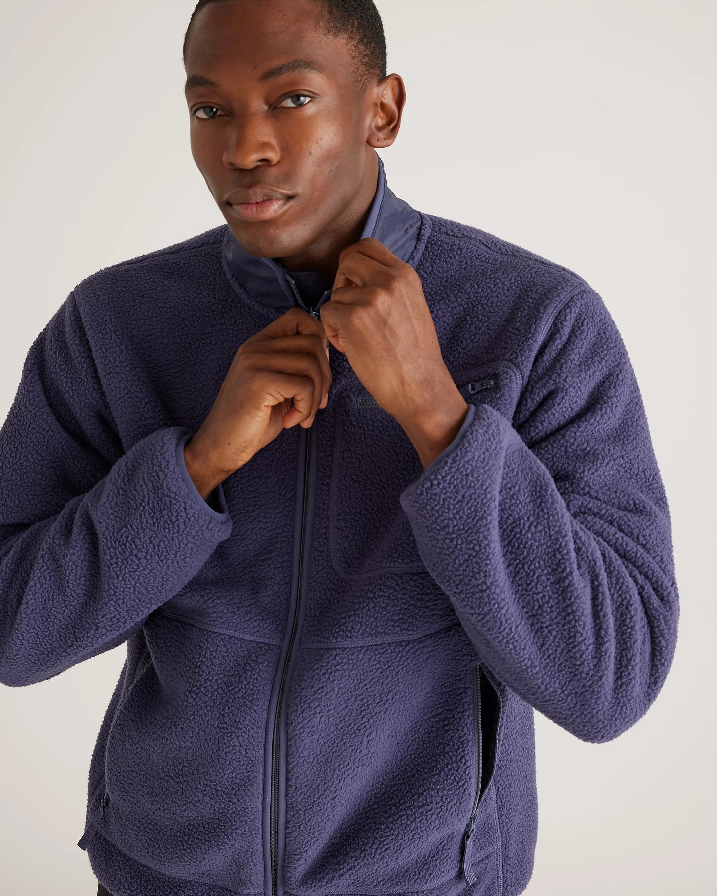 Sherpa Full Zip Jacket - S / Navy