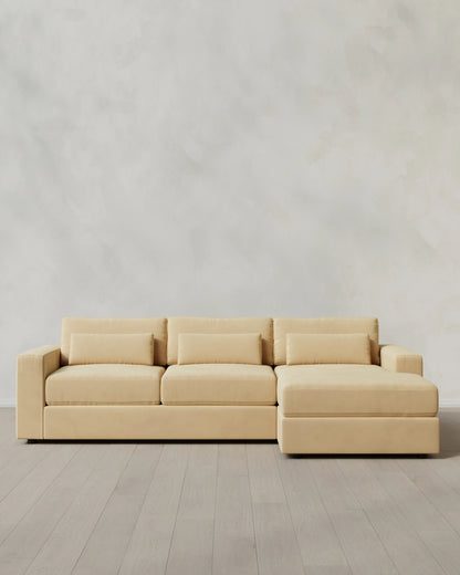 Ashford Deep Seat Chaise Sectional in Performance Velvet - 119" Right Arm / Rust