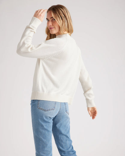 100% Organic Cotton Mock Neck Sweater - XS / Ivory