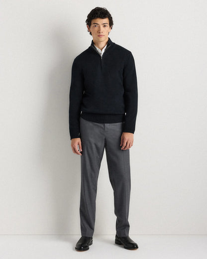 100% Organic Cotton Quarter-Zip Sweater - S / Moonstone Blue