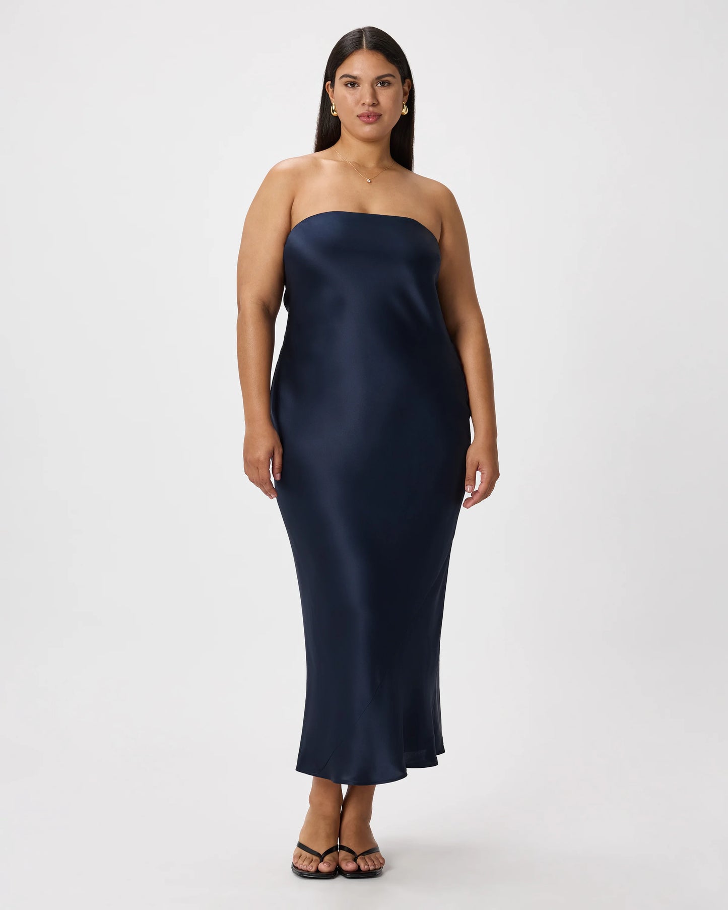 100% Washable Silk Strapless Midi Dress - XS / Hot Fudge