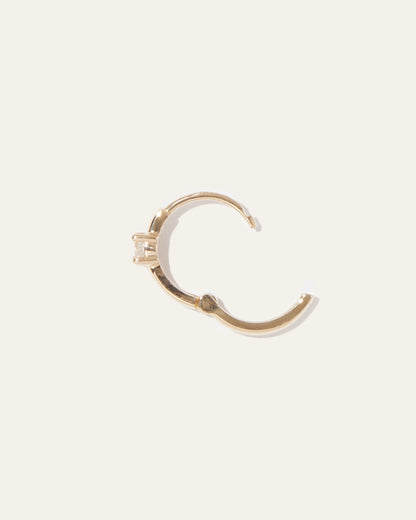 14K Gold Gemstone Tiny Huggie - Single - One Size / Emerald