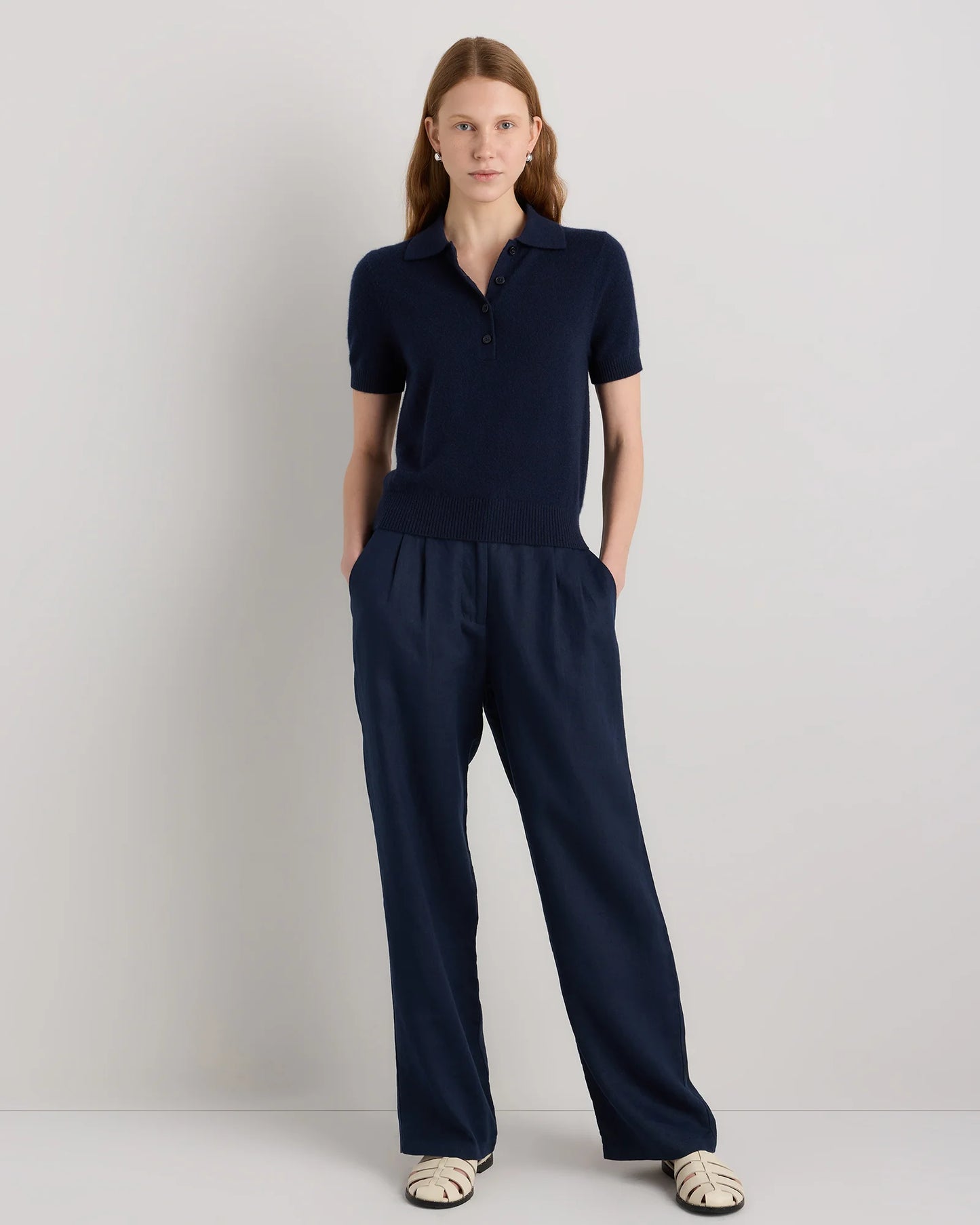 Mongolian Cashmere Short Sleeve Polo - XS / Oatmeal