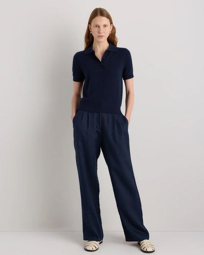 Mongolian Cashmere Short Sleeve Polo - XS / Oatmeal