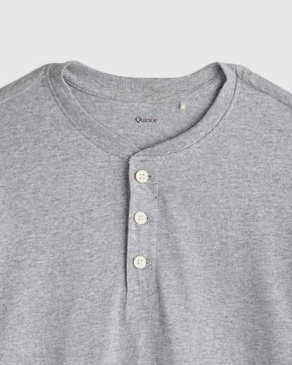 100% Organic Cotton Long Sleeve Henley Tee - 6 / Oatmeal Stripe