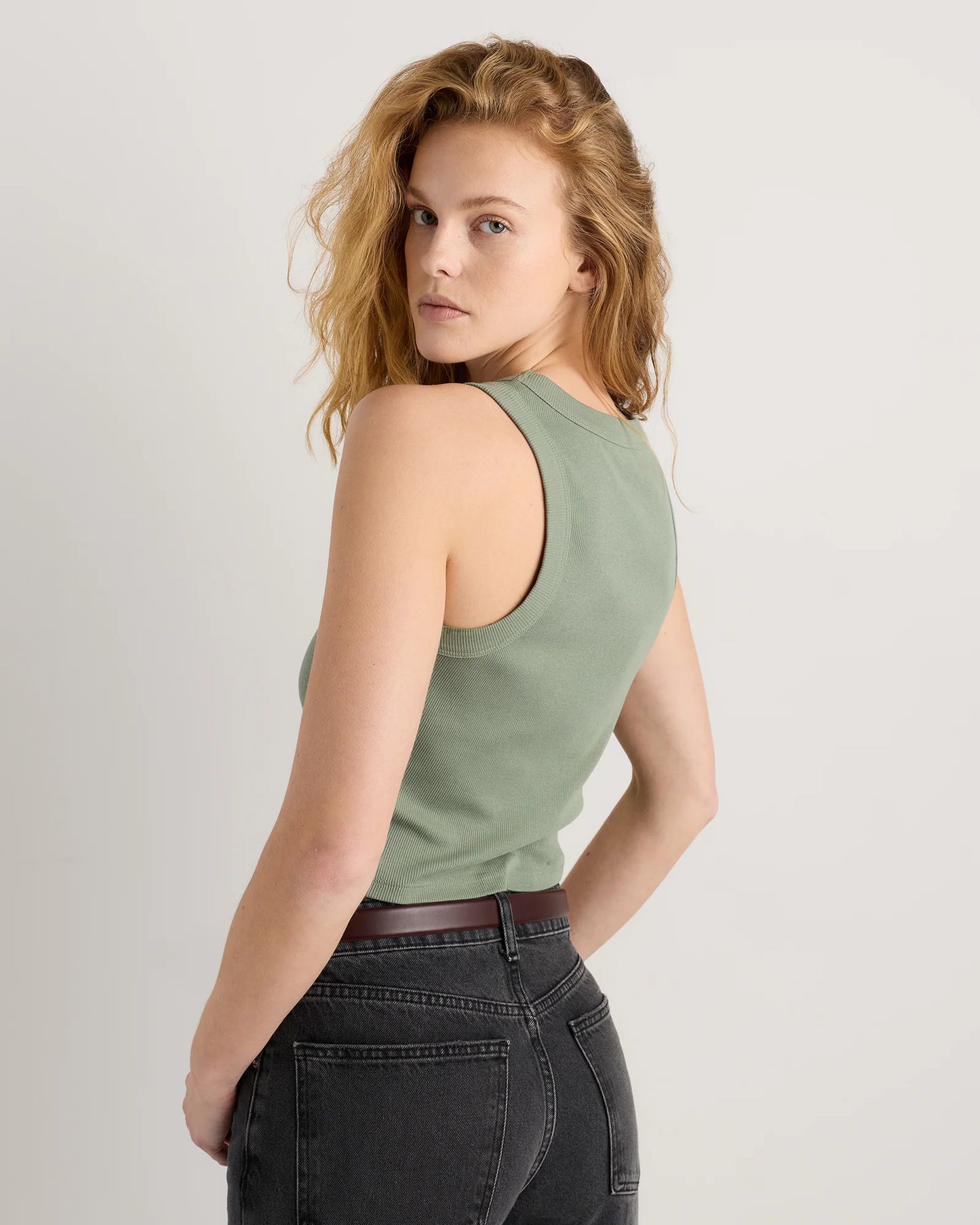 Organic Cotton Micro-Rib Cropped Cutaway Tank - XS / Heather Oatmeal