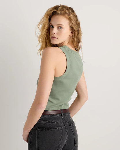Organic Cotton Micro-Rib Cropped Cutaway Tank - XS / Heather Oatmeal