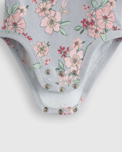 100% Organic Cotton Long Sleeve Snap Over Bodysuit 4-Pack - 18-24M / Butterfly Floral Set