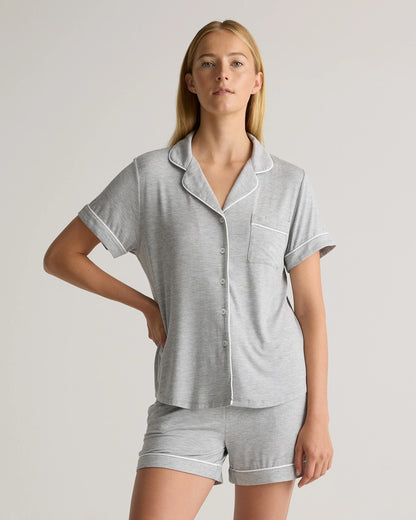 Bamboo Jersey Short Sleeve Pajama Set - XS / True Black
