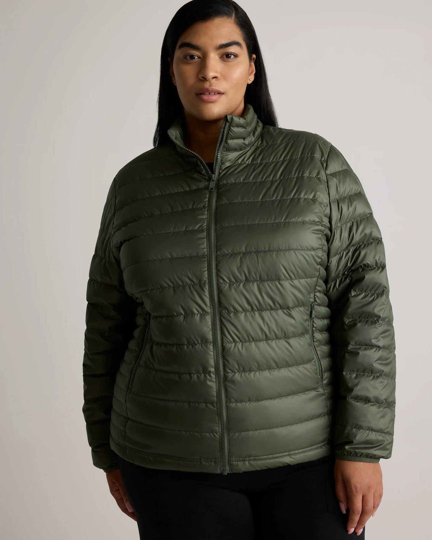 Lightweight Down Packable Puffer Jacket - 1X / Black