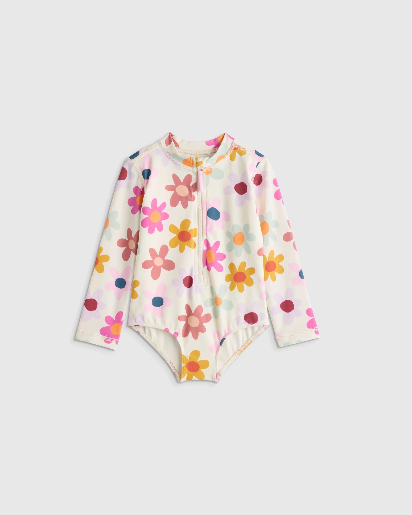 Long Sleeve Zip-Up Swimsuit - 2T / Happy Floral
