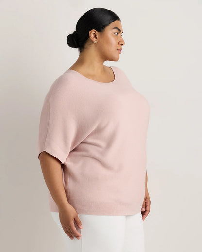 Lightweight Cotton Cashmere Link-Stitch Dolman Sweater - 1X / Orchid Blue Mini Stripe