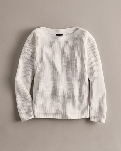 100% Organic Cotton Fisherman Boatneck Sweater - XS / Navy