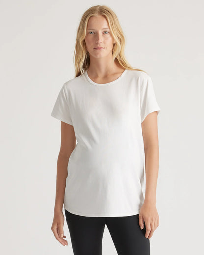 Cotton Modal Maternity Crew Neck Tee (2-pack) - XS / Black/Redwood Brown