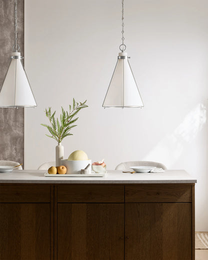 Iron and Opal Glass Conical Pendant Light - One Size / Brass
