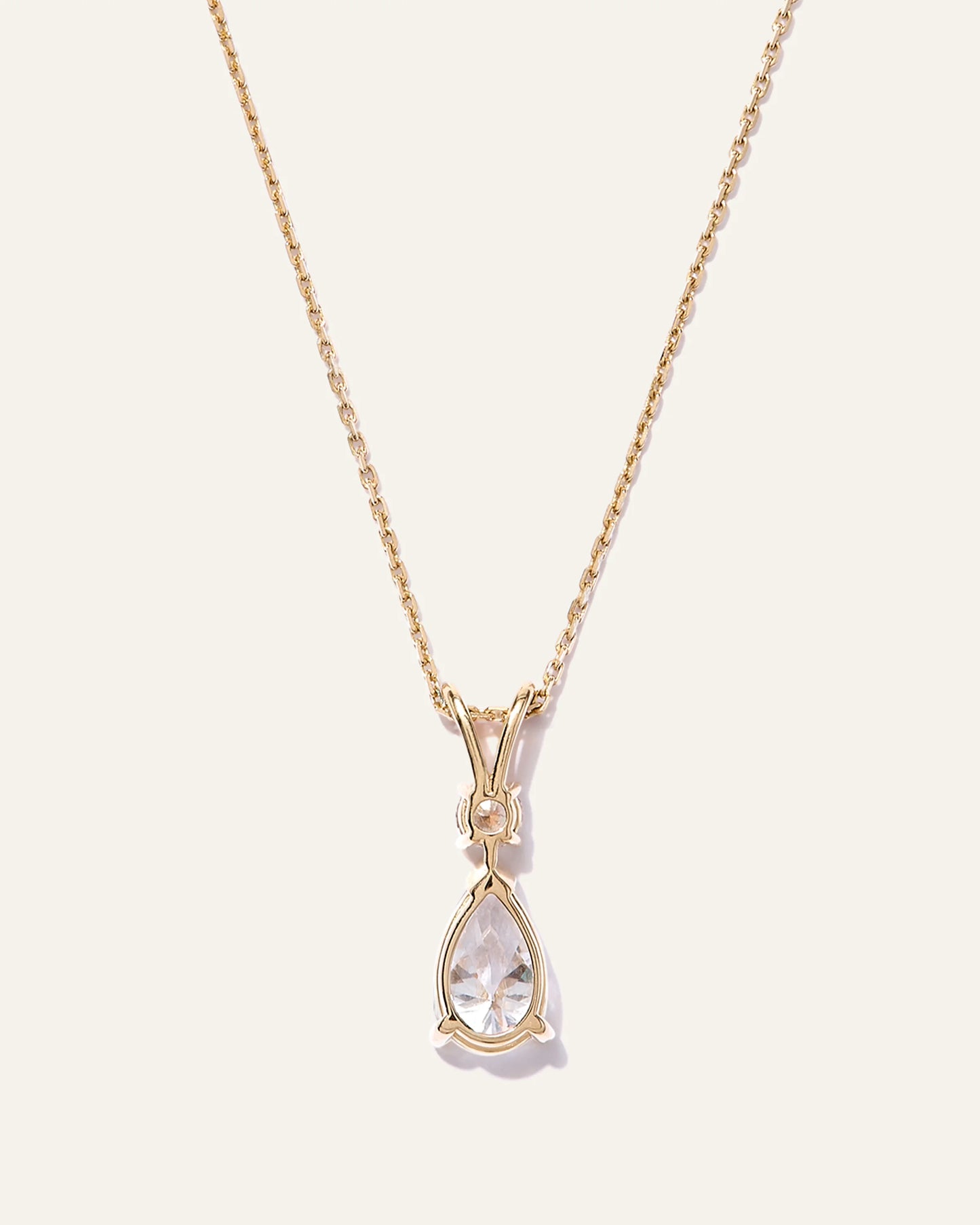 14K Gold Lab Grown Diamond Round & Pear Drop Necklace - One Size / Yellow Gold