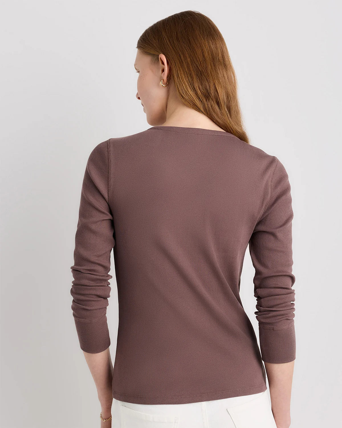 Organic Cotton Micro-Rib Henley Long Sleeve Tee - XS / Heather Oatmeal