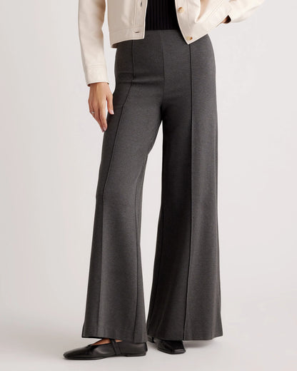 Ultra-Stretch Ponte Super Wide Leg Pants - XS / Black