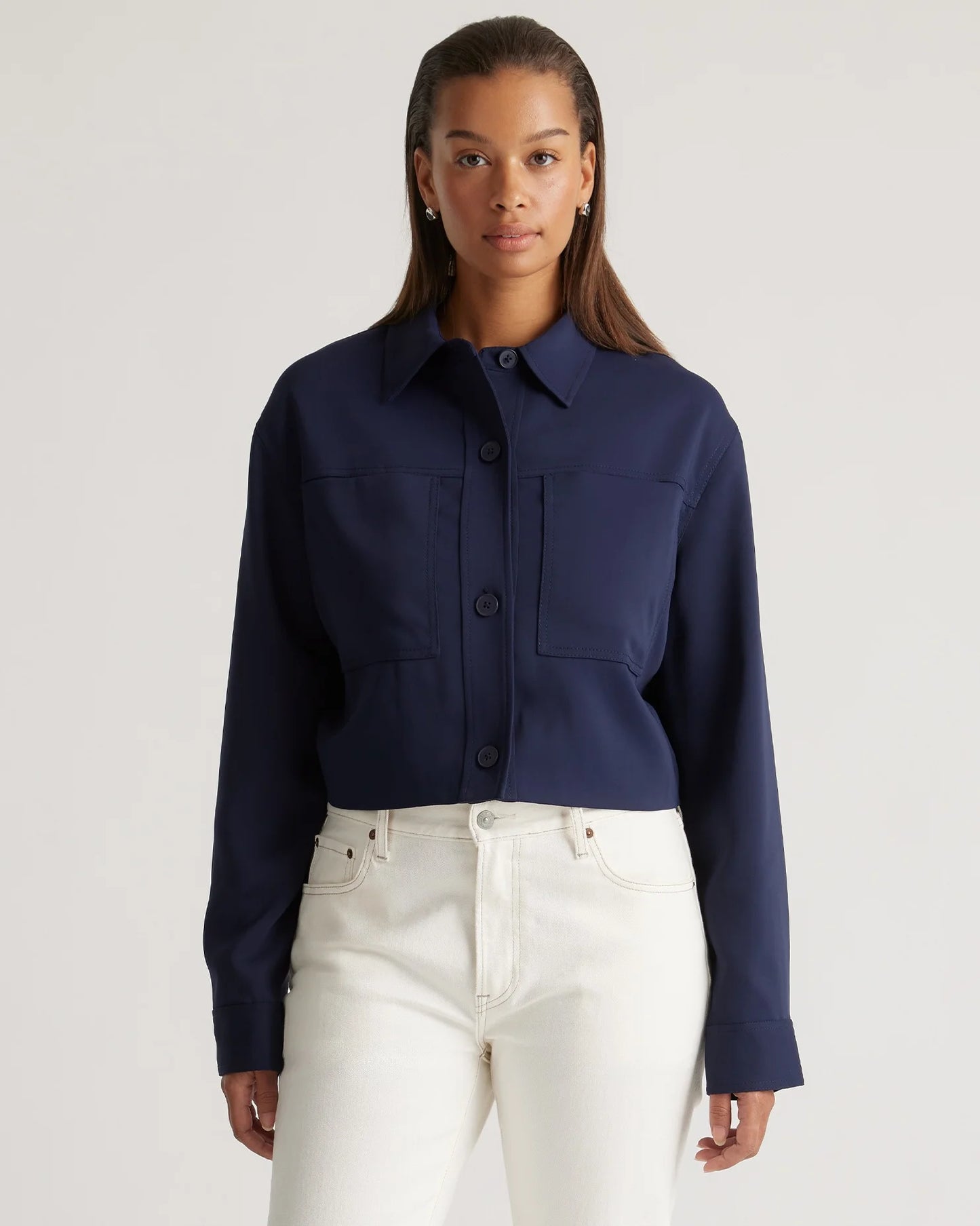 Stretch Crepe Cropped Jacket - XS / Morel