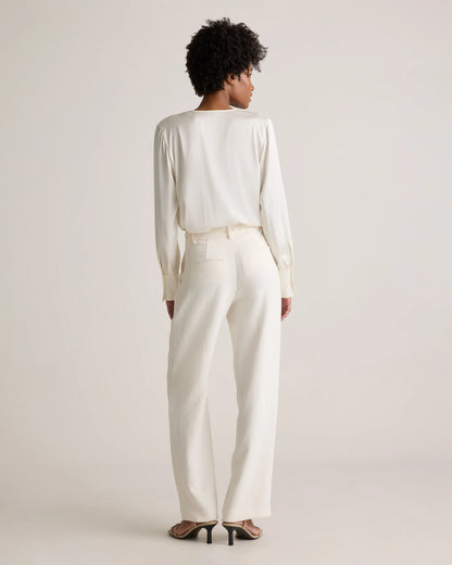 Washable Stretch Silk Surplice Bodysuit - XS / Moonstone Blue