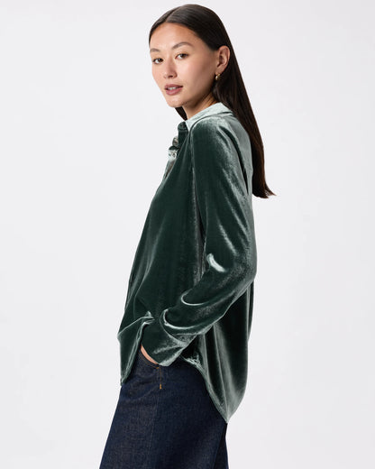 Stretch Silk Velvet Long Sleeve Shirt - XS / Dogwood