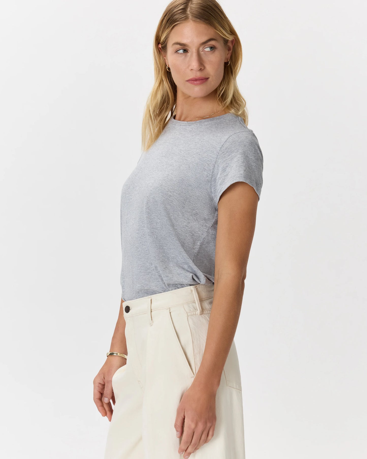 Cotton Modal Crew Neck Swing Tee - XS / White