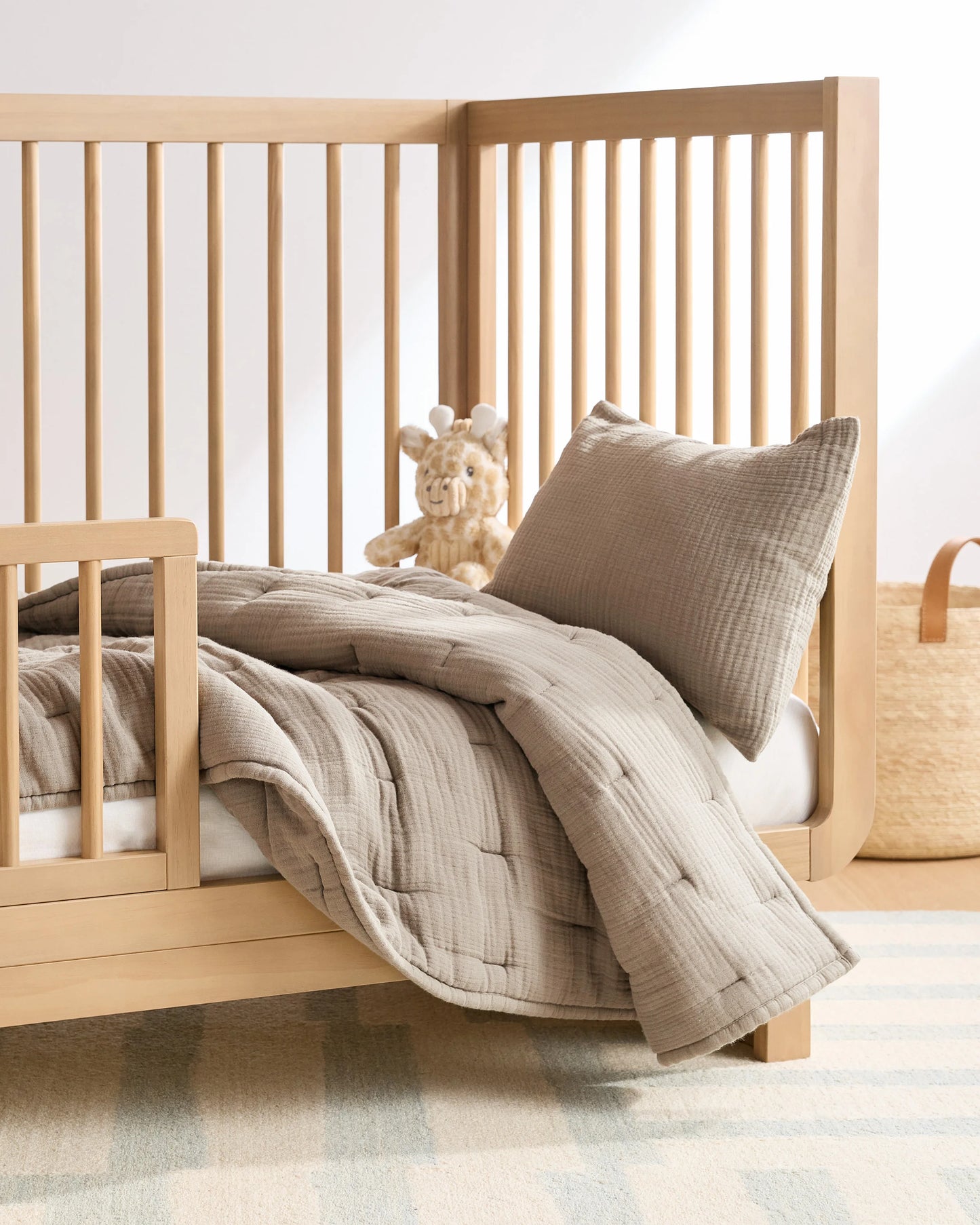 Organic Cotton Gauze Toddler Quilt & Sham Set - One Size / White