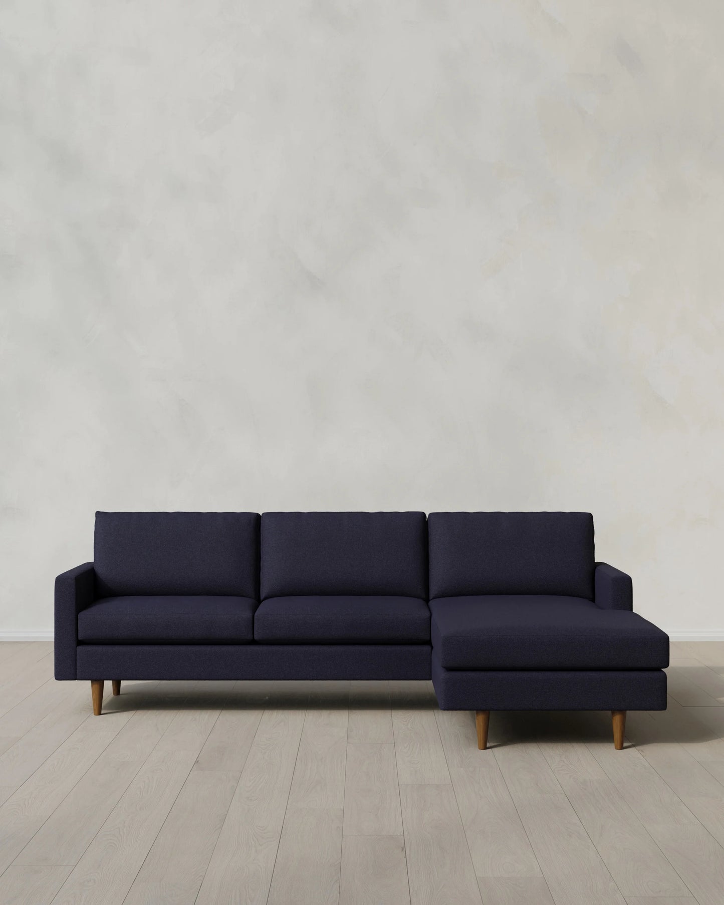 Atlas Midcentury Chaise Sectional in Performance Basketweave - 106" Right Arm / Navy