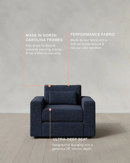 Ashford Deep Seat Chair and a Half in Performance Chenille Linen Blend - 46" / Snow