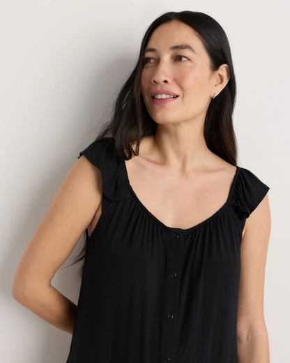 Bamboo Jersey Flutter Sleeve Labor and Delivery Gown - XS / Nocturnal Green