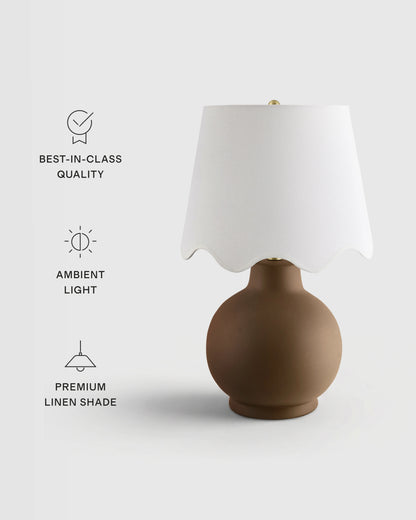 Coastal Ceramic Table Lamp with Scallop Shade - One Size / White