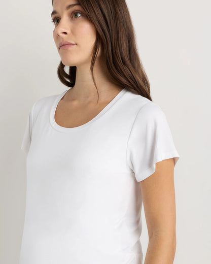 Bamboo Jersey Nursing Scoop Neck Tee - XS / Nocturnal Green