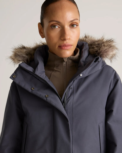 Responsible Down Hooded Long Parka - XS / Storm Blue