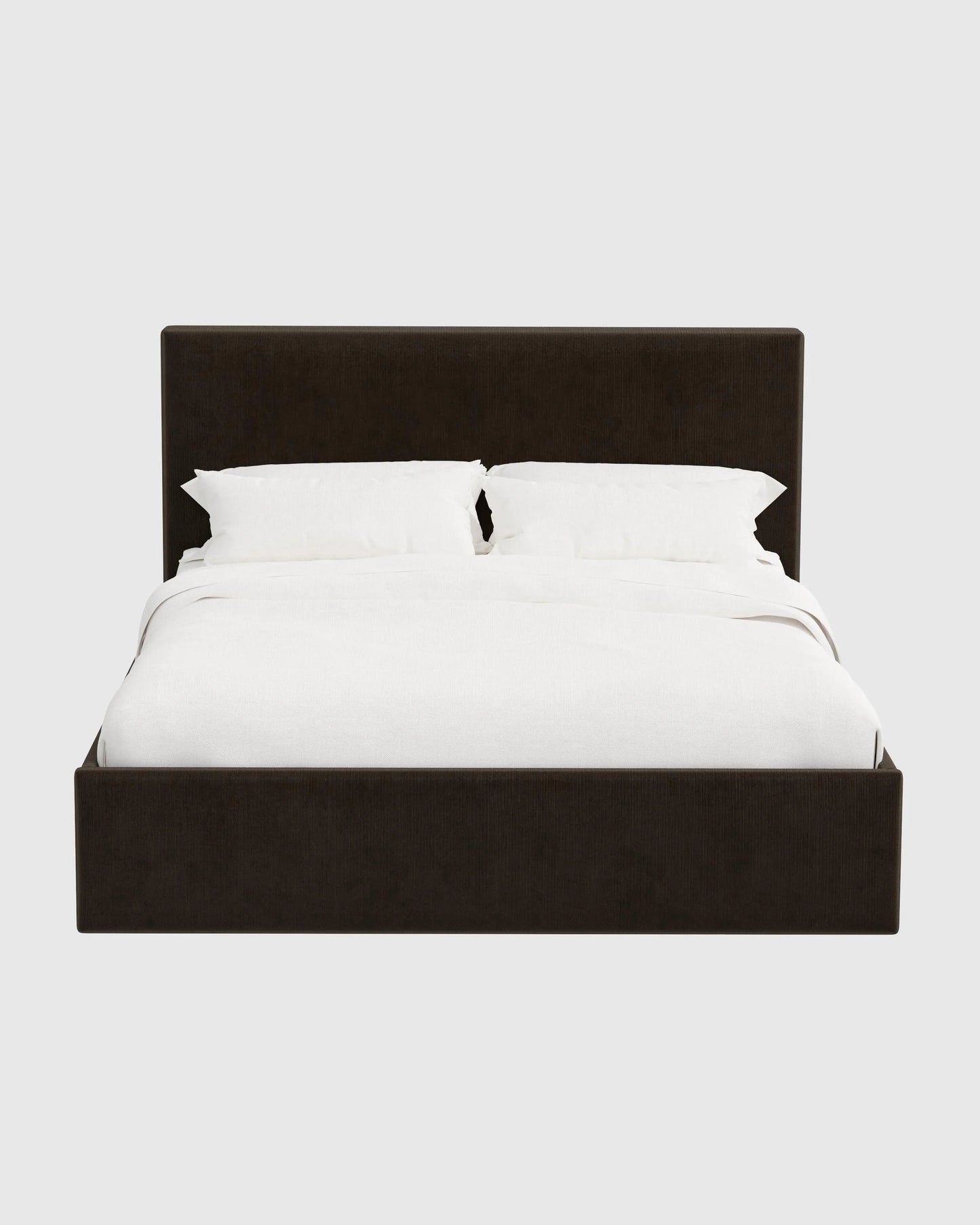 Square Bed in Performance Velvet - Full / Chocolate