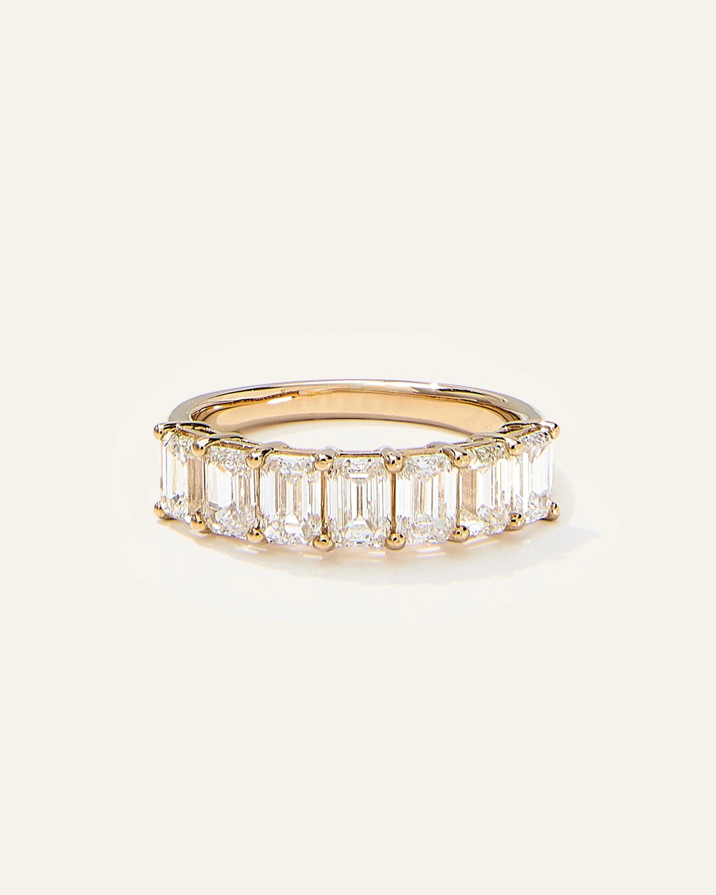 Lab Grown Diamond Emerald Seven Stone Band - 4 / Yellow Gold