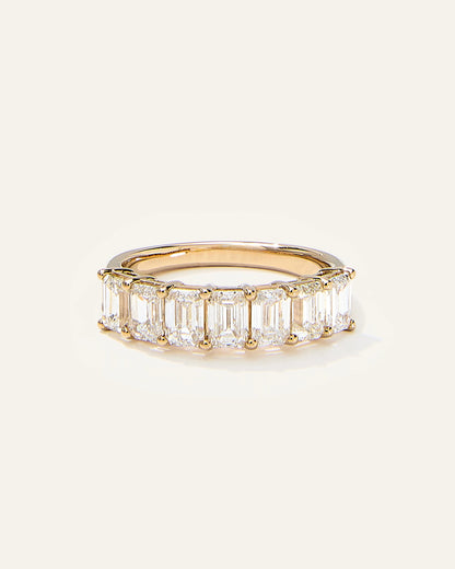 Lab Grown Diamond Emerald Seven Stone Band - 4 / Yellow Gold