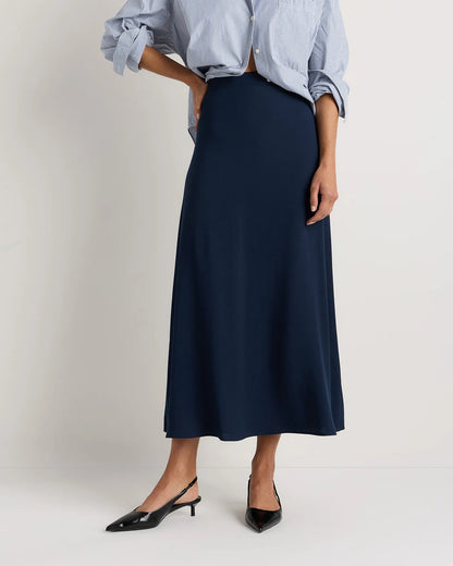 Lightweight Crepe Slip Skirt - XS / Moonstone Blue