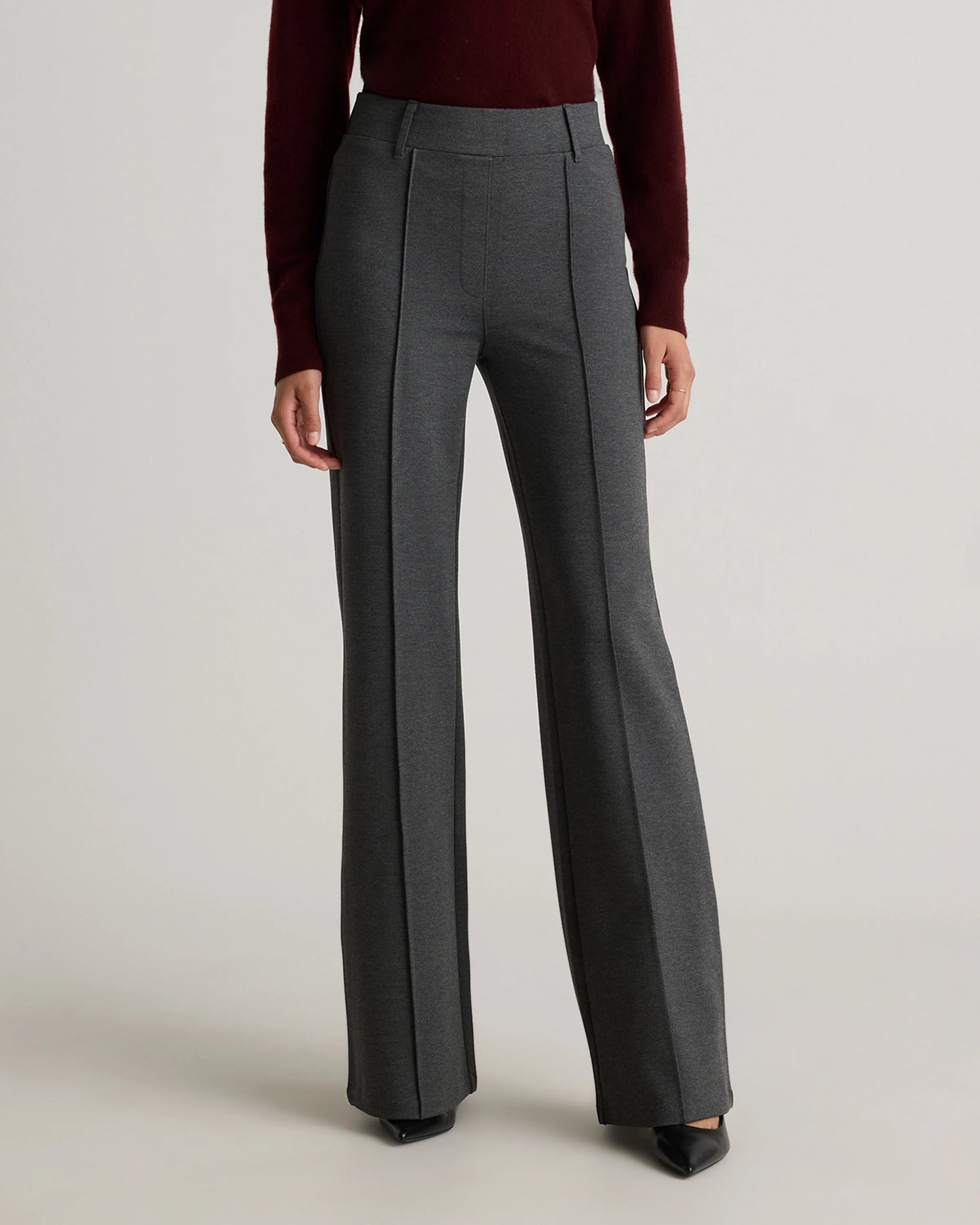 Ultra-Stretch Ponte Flare Leg Pants - XS / Charcoal