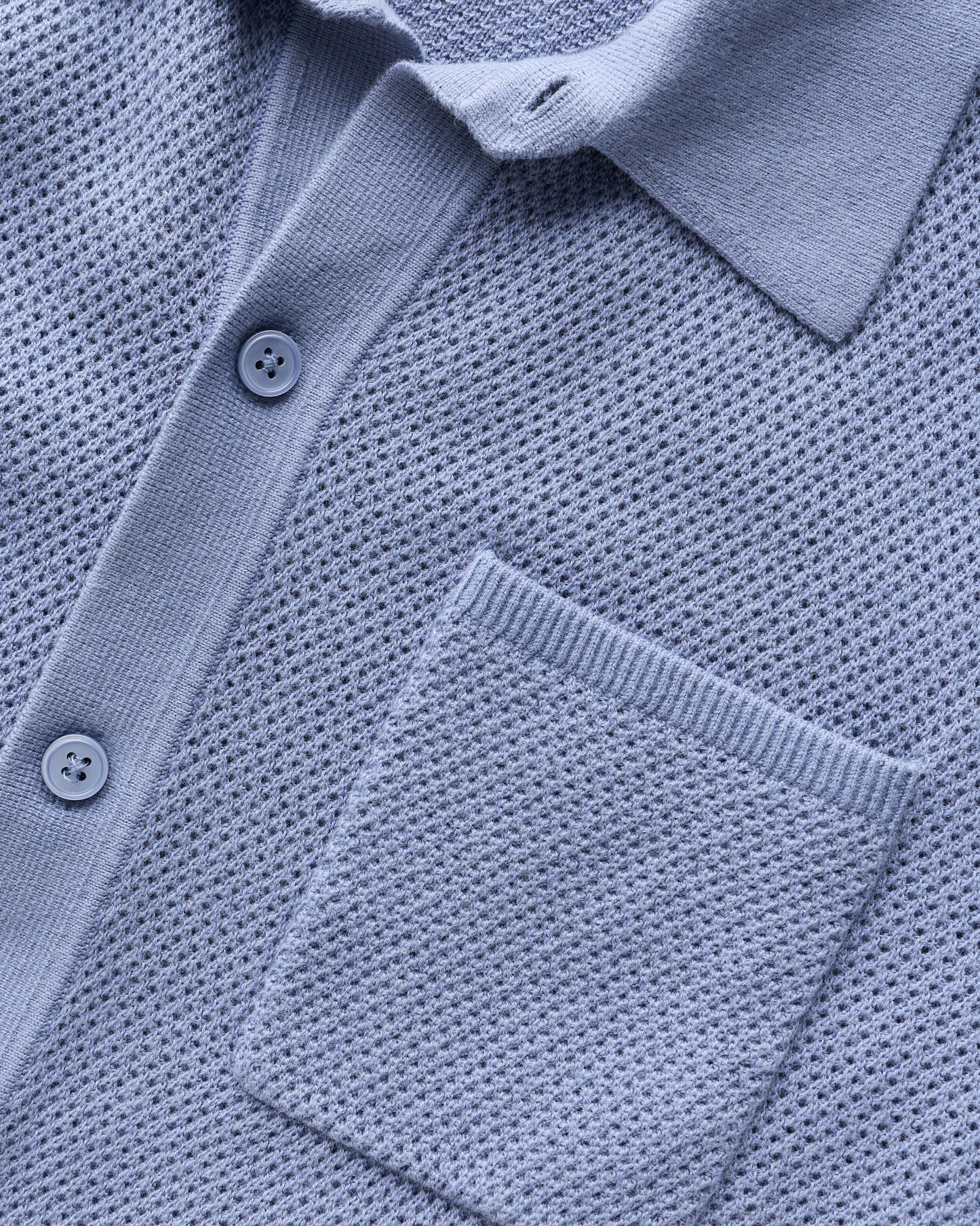 100% Organic Cotton Mesh-Stitch Button-Up Sweater Polo - XS / Speckled Beige