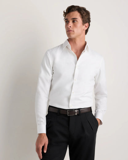 Supima Cotton Herringbone Dress Shirt - S / Blue Stripe