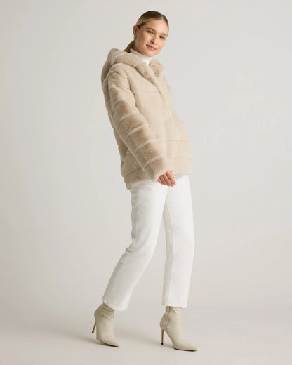 Hooded Faux Fur Jacket - XS / Black