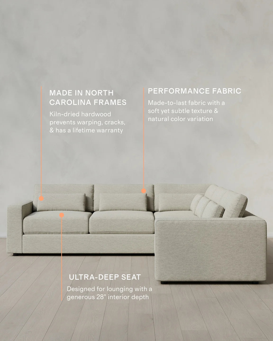 Ashford Deep Seat L Sectional in Performance Basketweave - 119x119 / Fog