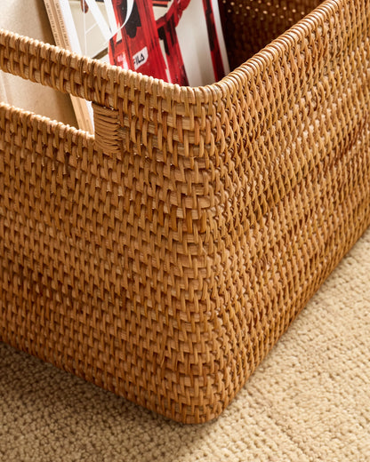 Handwoven Rattan Legal Size Storage Box - One Size / Natural