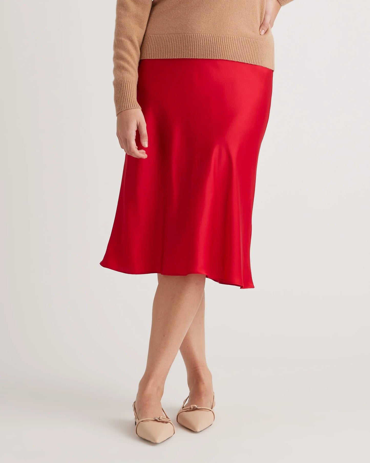 100% Washable Silk Skirt - XS / Champagne