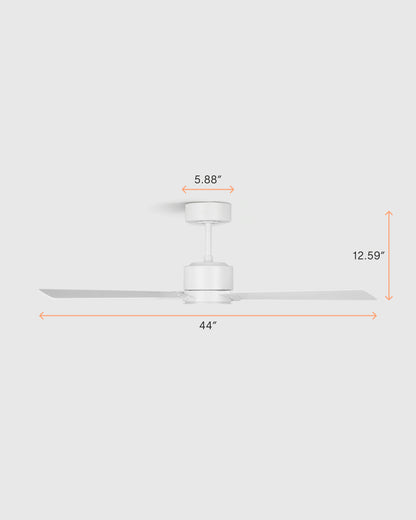 Minimalist Wood Blade Ceiling Fan - 44" / White
