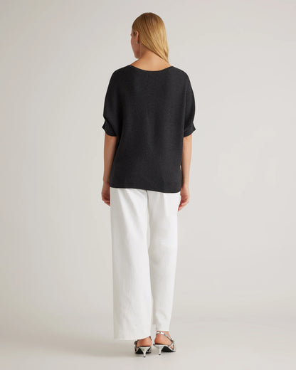 Lightweight Cotton Cashmere Link-Stitch Dolman Sweater - XS / Sugar Stone