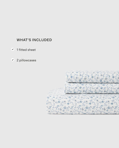 Organic Crisp Percale Floral Fitted Sheet Set - Twin / Toffee Florette