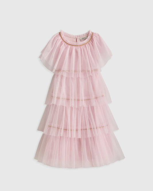 Recycled Tulle Tiered Dress - 6 / Pale Pink